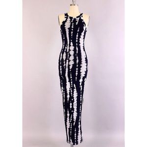 Bamboo sexy tie dye maxi dress w/ slit